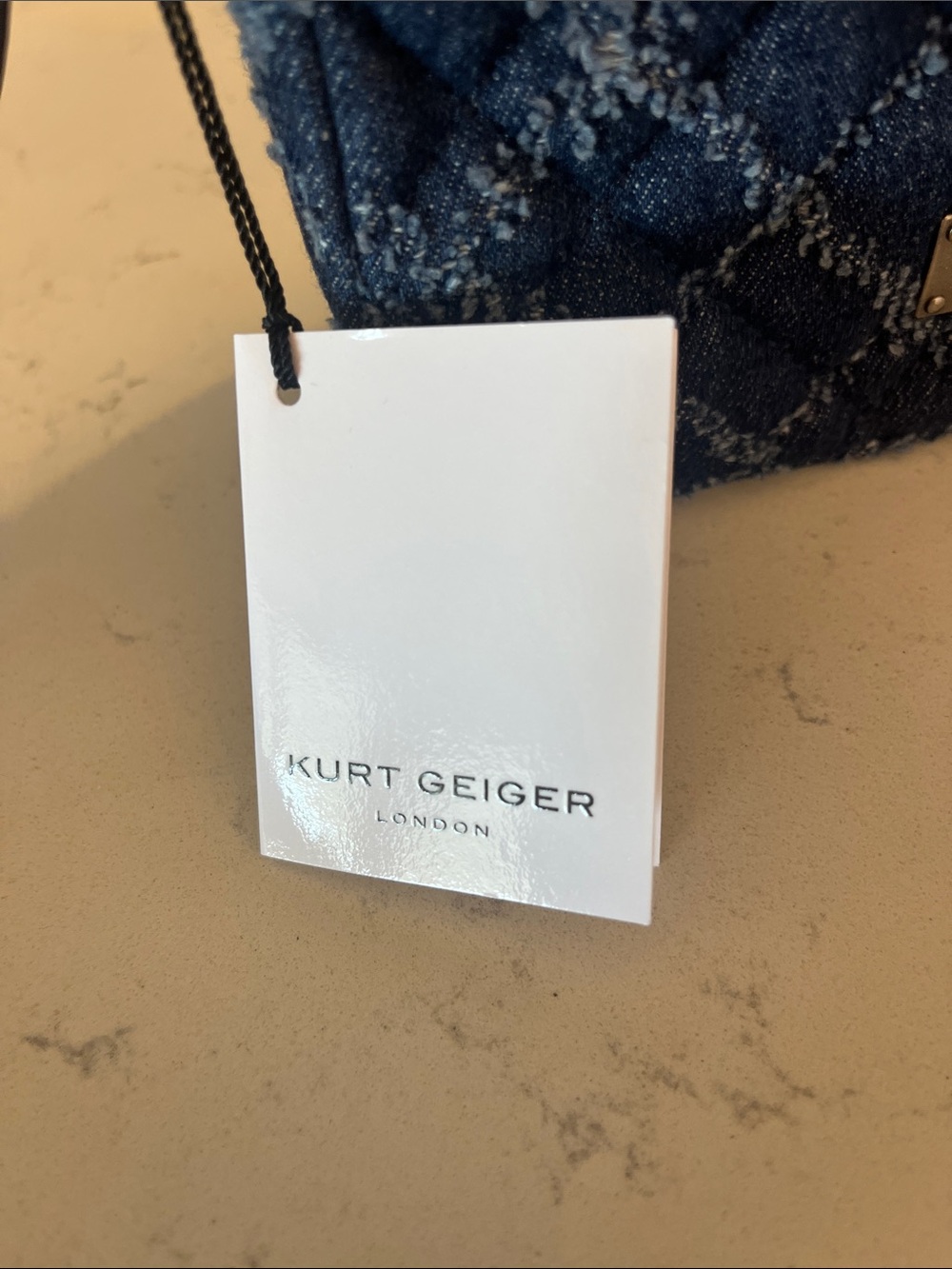 Kurt Geiger Navy Quilted Denim Crossbody Bag - Picture 3 of 9